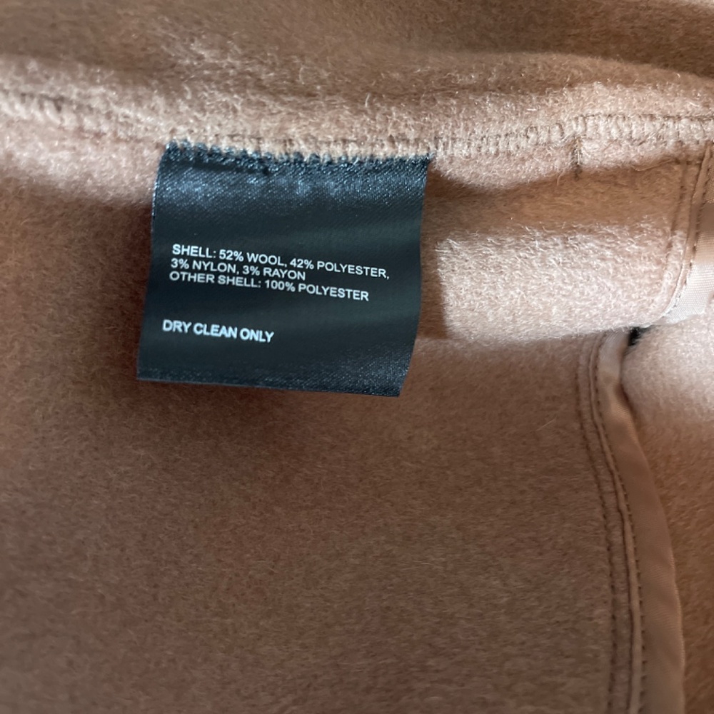 NWT Tahari Light Brown Wool Blend Wrap Coat With Pockets Size Medium - Picture 7 of 7